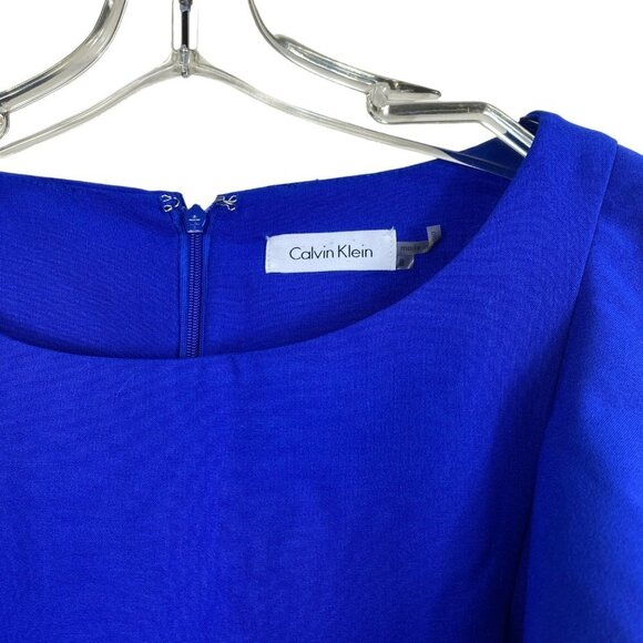 Calvin Klein Royal Blue Ruffle Sheath Dress Size 8 - Picture 6 of 15